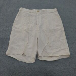 Polo Ralph Lauren Shorts Men 34 Cream Linen Tussah Silk Flat Front Off White
